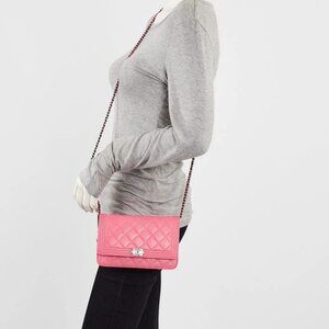 Chanel PInk Quilted Lambskin Leather Boy WOC Clutch Bag